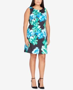 Tahari Asl Plus Size Printed Scuba Sheath Dress