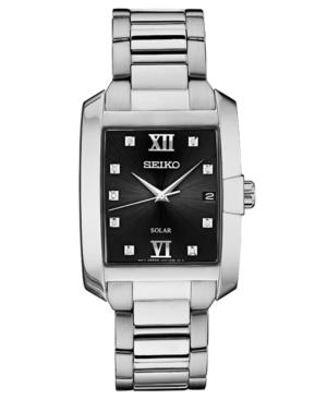Seiko Men's Solar Dress Sport Diamond-accent Stainless Steel Bracelet Watch 34mm