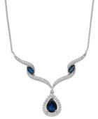 Sapphire (1-1/3 Ct. T.w.) And Diamond (1/6 Ct. T.w.) Frontal Necklace In 14k White Gold