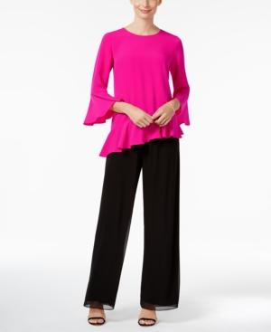 Msk Asymmetrical Ruffled Bell-sleeve Blouse