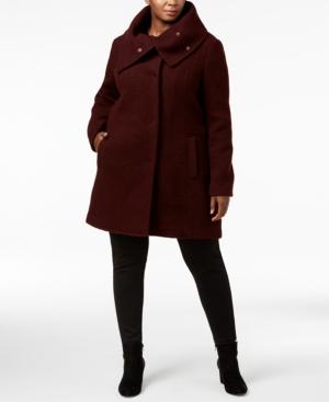 Cole Haan Plus Size Textured Envelope-collar Walker Coat