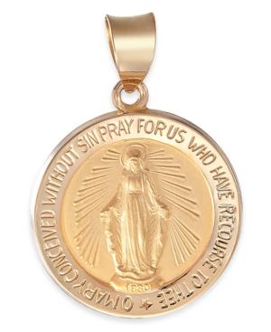 Miraculous Medal Pendant In 14k Gold