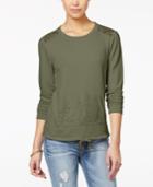 Hippie Rose Juniors' Lace-trim Sweatshirt