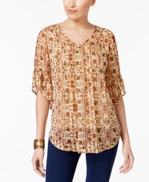 Style & Co Printed Ruffled Top, Created For Macy's