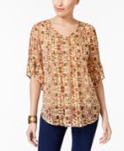 Style & Co Printed Ruffled Top, Created For Macy's