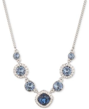 Givenchy Silver-tone Blue Crystal Pave Collar Necklace