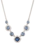 Givenchy Silver-tone Blue Crystal Pave Collar Necklace
