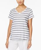 Eileen Fisher Striped Linen-blend T-shirt, A Macy's Exclusive Style