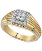 Men's Diamond Cluster Ridged Ring (1/2 Ct. T.w.) In 10k Gold