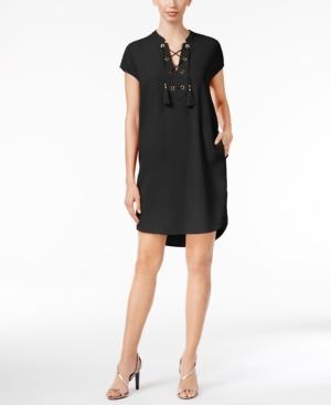 Calvin Klein Lace-up Tassel Shift Dress