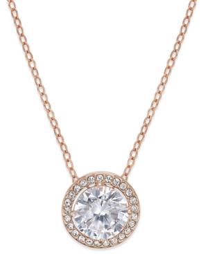 Danori Rose Gold-tone Round Crystal And Pave Pendant Necklace, Only At Macy's