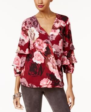 Inc International Concepts Printed Tiered-sleeve Top, Created For Macy's