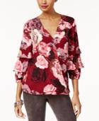 Inc International Concepts Printed Tiered-sleeve Top, Created For Macy's