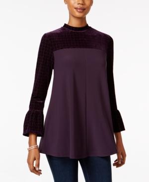 Style & Co. Petite Bell-sleeve Velvet Top, Only At Macy's