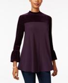 Style & Co. Petite Bell-sleeve Velvet Top, Only At Macy's