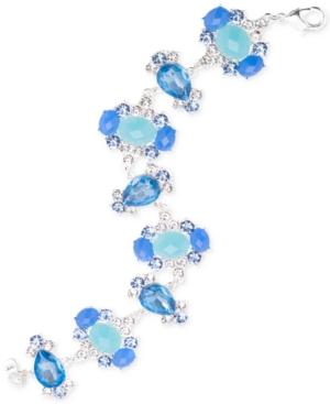 Nine West Silver-tone Blue Stone Fancy Link Bracelet