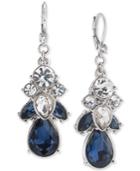 Carolee Blue And Clear Crystal Drop Earrings