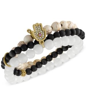 Rachel Rachel Roy Gold-tone Hamsa Beaded Multi-row Stretch Bracelet