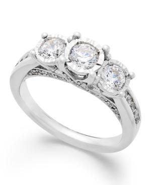 Trumiracle Three-stone Diamond Ring In 14k White Gold (1 Ct. T.w.)