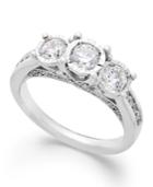 Trumiracle Three-stone Diamond Ring In 14k White Gold (1 Ct. T.w.)