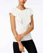 Maison Jules Cotton Flutter-sleeve Sweater, Created For Macy's