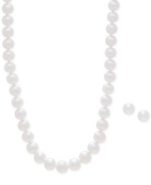 Cultured Freshwater Pearl Collar Necklace (9mm) And Matching Stud Earrings (8-1/2mm) Set