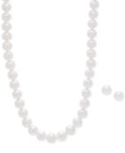 Cultured Freshwater Pearl Collar Necklace (9mm) And Matching Stud Earrings (8-1/2mm) Set