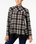 Style & Co. Plaid Mock-neck Top, Only At Macy's