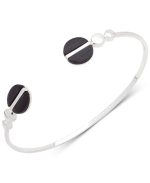 Nine West Silver-tone Colored Disc Open Cuff Bracelet