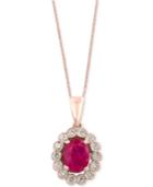 Amore By Effy Certified Ruby (1-3/8 Ct. T.w.) And Diamond (3/8 Ct. T.w.) Bezel Pendant Necklace In 14k Rose Gold, Created For Macy's