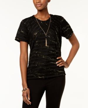 Alfred Dunner Deck The Halls Zigzag Embellished Necklace Top
