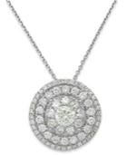 Diamond Circle Cluster Pendant Necklace In 18k White Gold (1 Ct. T.w.)