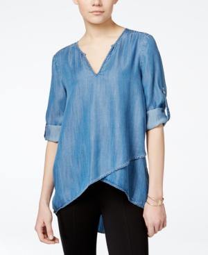 Karen Kane Faux-wrap Asymmetrical-hem Top