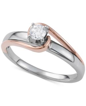 Diamond Two-tone Engagement Ring (1/4 Ct. T.w.) In 14k White And Rose Gold