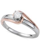 Diamond Two-tone Engagement Ring (1/4 Ct. T.w.) In 14k White And Rose Gold