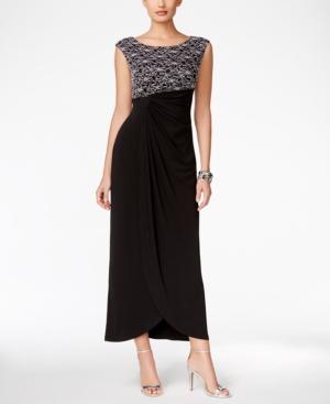 Connected Sequined Lace Draped Gown