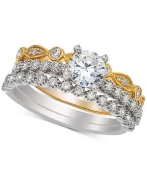Diamond Three- Piece Bridal Set (1 Ct. T.w.) In 14k White And Yellow Gold