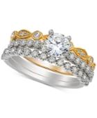 Diamond Three- Piece Bridal Set (1 Ct. T.w.) In 14k White And Yellow Gold