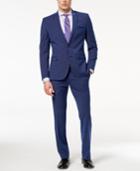 Nick Graham Men's Slim-fit Stretch Blue/red Windowpane Suit