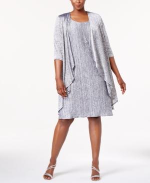 R & M Richards Plus Size Pleated Dress And Draped Jacket