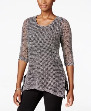 Jm Collection Petite Sequined Textured Top, Only At Macy's