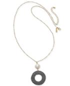 I.n.c. Gold-tone Imitation Pearl & Tweed Circle Pendant Necklace, 38 + 3 Extender, Created For Macy's
