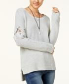Almost Famous Junior's Lace-up High-low Sweater