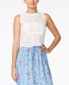 Alice Through The Looking Glass Juniors' Sleeveless Crocheted Lace Blouse