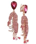 Betsey Johnson Rose Gold-tone Pave Shrimp Clip-on Drop Earrings