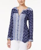 Lucky Brand Mixed-print Button-front Top