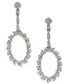 Diamond Oval Drop Earrings (1 Ct. T.w.) In 14k White Gold
