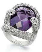 Abs By Allen Schwartz Ring, Silver-tone Faceted Purple Stone Pave Crystal Ring