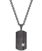 Sutton By Rhona Sutton Men's Black Stainless Steel Pave Dog Tag Pendant Necklace