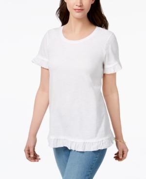 Style & Co Cotton Ruffled Top, Created For Macy's